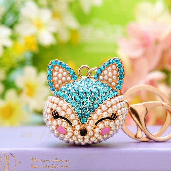 Wholesale Women's Zinc Alloy Fox Head Car Keychain And Bag Pendant Cute Creative Cartoon Animation Design