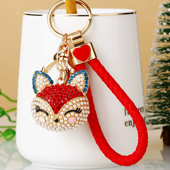 Wholesale Women's Zinc Alloy Fox Head Car Keychain And Bag Pendant Cute Creative Cartoon Animation Design