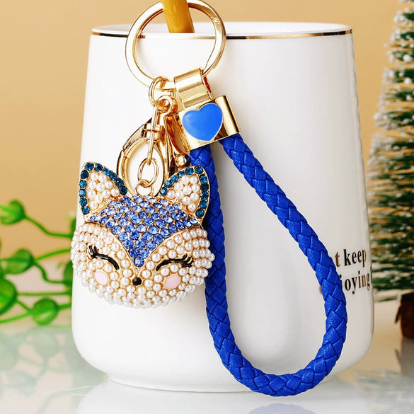 Wholesale Women's Zinc Alloy Fox Head Car Keychain And Bag Pendant Cute Creative Cartoon Animation Design