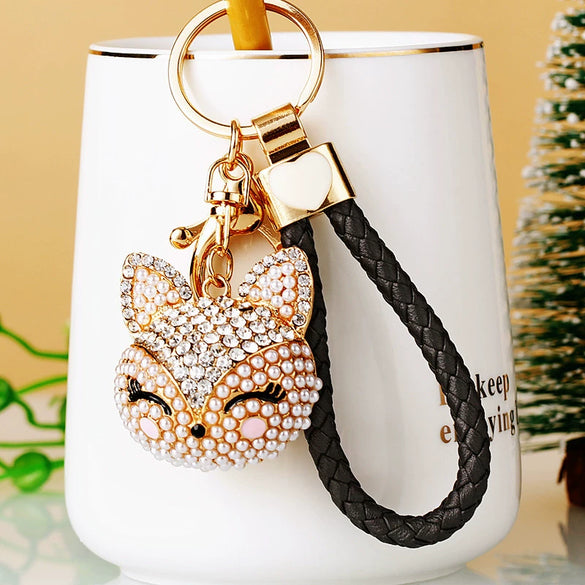Wholesale Women's Zinc Alloy Fox Head Car Keychain And Bag Pendant Cute Creative Cartoon Animation Design