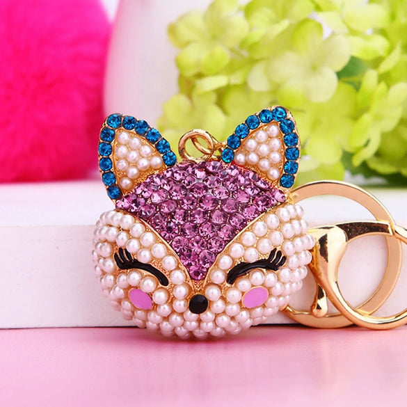 Wholesale Women's Zinc Alloy Fox Head Car Keychain And Bag Pendant Cute Creative Cartoon Animation Design