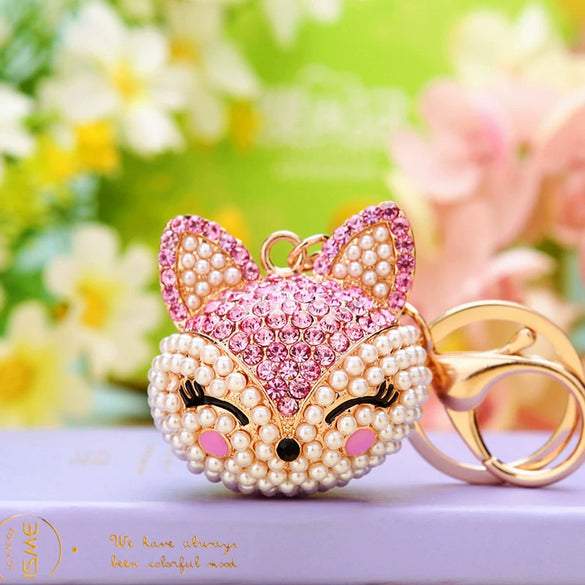 Wholesale Women's Zinc Alloy Fox Head Car Keychain And Bag Pendant Cute Creative Cartoon Animation Design