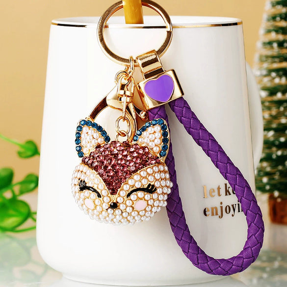 Wholesale Women's Zinc Alloy Fox Head Car Keychain And Bag Pendant Cute Creative Cartoon Animation Design