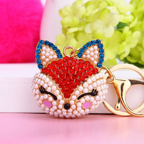 Wholesale Women's Zinc Alloy Fox Head Car Keychain And Bag Pendant Cute Creative Cartoon Animation Design