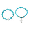 Wholesale Women's Zinc Alloy Geometric Beaded Cross Bracelet With Electroplating Jewelry