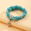 Wholesale Women's Zinc Alloy Geometric Beaded Cross Bracelet With Electroplating Jewelry