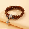 Wholesale Women's Zinc Alloy Geometric Beaded Cross Bracelet With Electroplating Jewelry