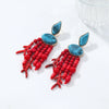Wholesale Women's Zinc Alloy Geometric Earrings With Red Branch Tassel Light Luxury Style Electroplating
