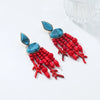 Wholesale Women's Zinc Alloy Geometric Earrings With Red Branch Tassel Light Luxury Style Electroplating