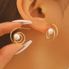 Wholesale Women's Zinc Alloy Geometric Electroplated Cring Earrings With Natural Stone Pearls