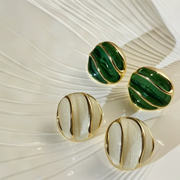 Wholesale Women's Zinc Alloy Geometric Irregular Round Glaze Electroplating Earrings