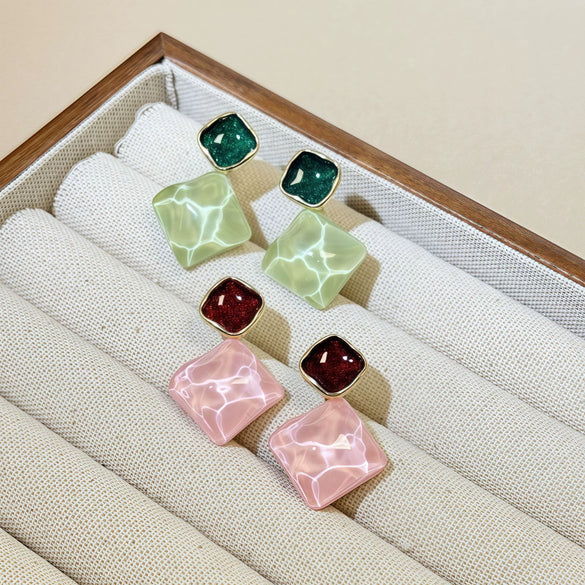 Wholesale Women's Zinc Alloy Geometric Little Fresh Rhombus Electroplated Earrings