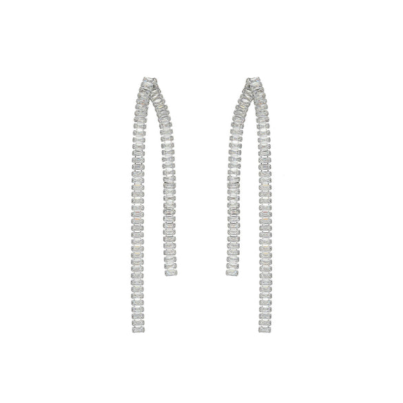 Wholesale Women's Zinc Alloy Geometric Tassel Chain Earrings Set With Diamonds Light Luxury Style