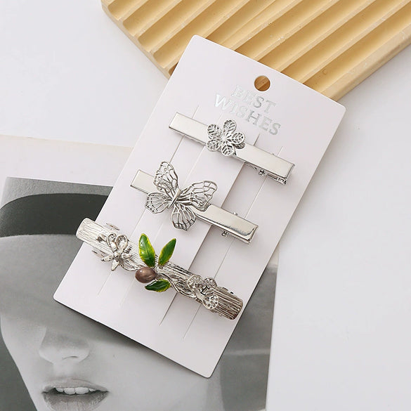 Wholesale Women's Zinc Alloy Handmade Butterfly Leaf Hairpin Hair Accessories Spring Clip