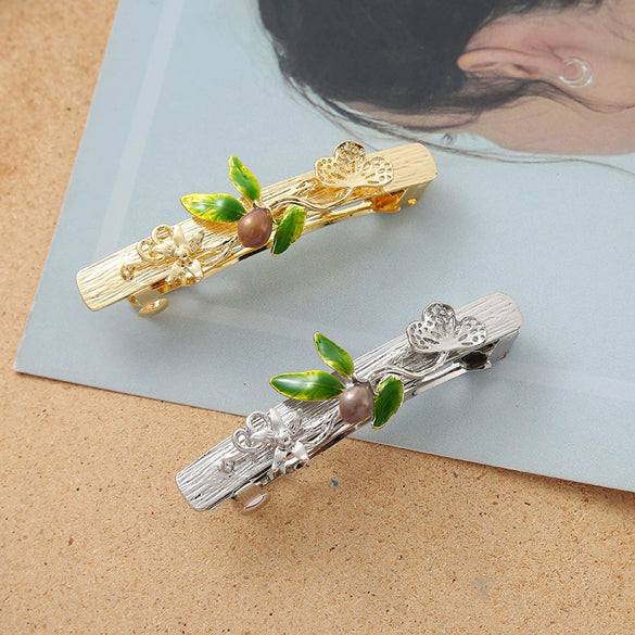 Wholesale Women's Zinc Alloy Handmade Butterfly Leaf Hairpin Hair Accessories Spring Clip