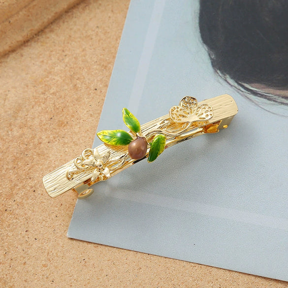 Wholesale Women's Zinc Alloy Handmade Butterfly Leaf Hairpin Hair Accessories Spring Clip