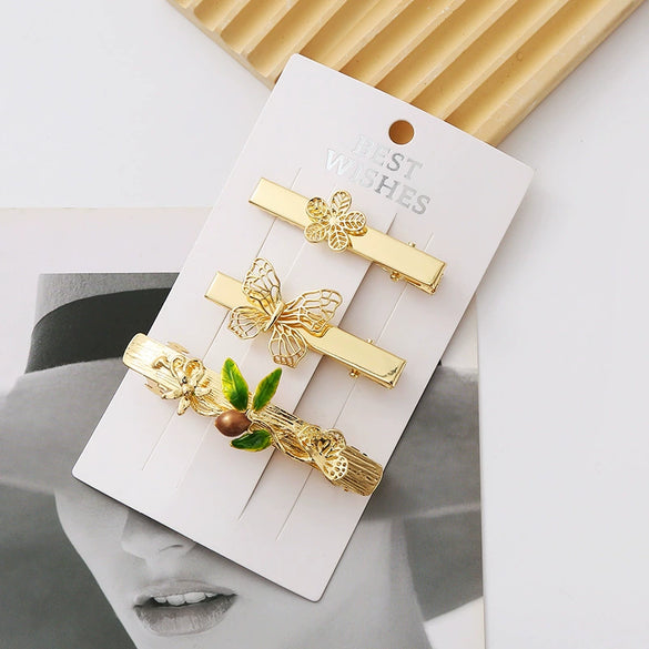 Wholesale Women's Zinc Alloy Handmade Butterfly Leaf Hairpin Hair Accessories Spring Clip