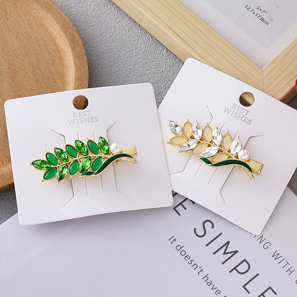 Wholesale Women's Zinc Alloy Handmade Elegant Duck Bill Clip Hair Accessories With Wheat Ears Pattern
