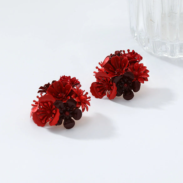 Wholesale Women's Zinc Alloy Handwoven Flower Earrings