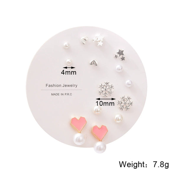 Wholesale Women's Zinc Alloy Heart Shaped Earrings Set With Electroplating Treatment Simple And Trendy Design