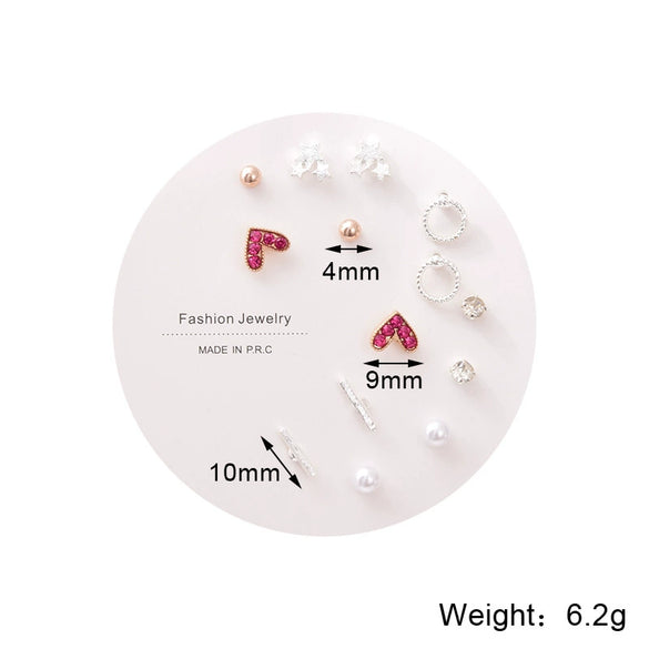 Wholesale Women's Zinc Alloy Heart Shaped Earrings Set With Electroplating Treatment Simple And Trendy Design