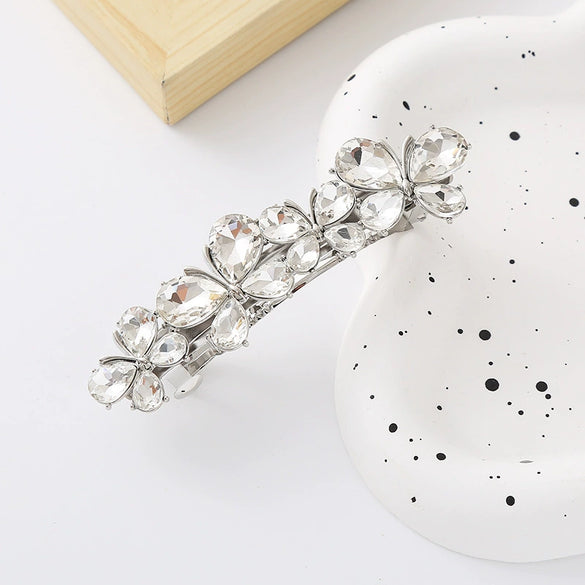 Wholesale Women's Zinc Alloy Hollow Metal Bow Spring Clip Hairpin With Electroplating And Baroque Style And Rhinestones