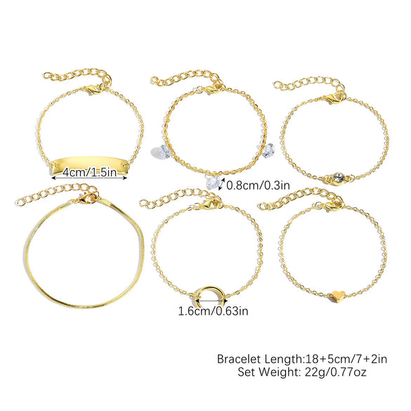 Wholesale Women's Zinc Alloy Multilayer Bracelet Retro Simple Style With Heart And Geometric Patterns Electroplated