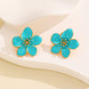 Wholesale Women's Zinc Alloy Oil Dripping Flower Earrings