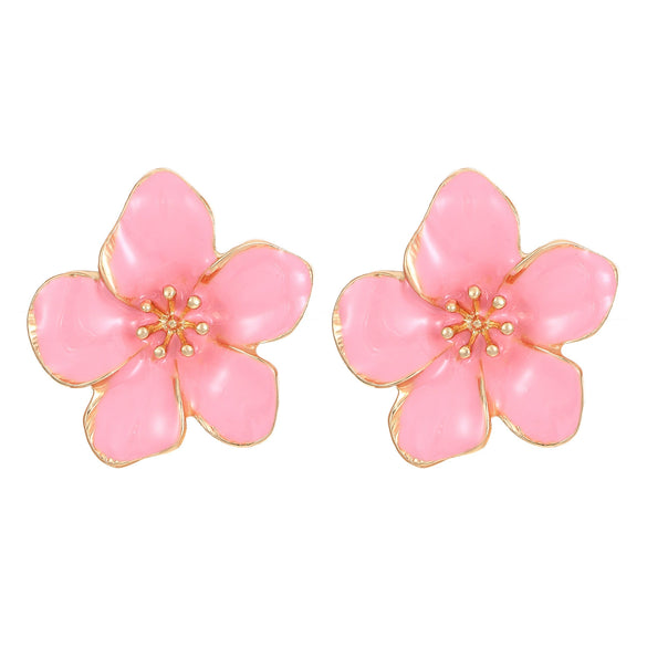 Wholesale Women's Zinc Alloy Oil Dripping Flower Earrings