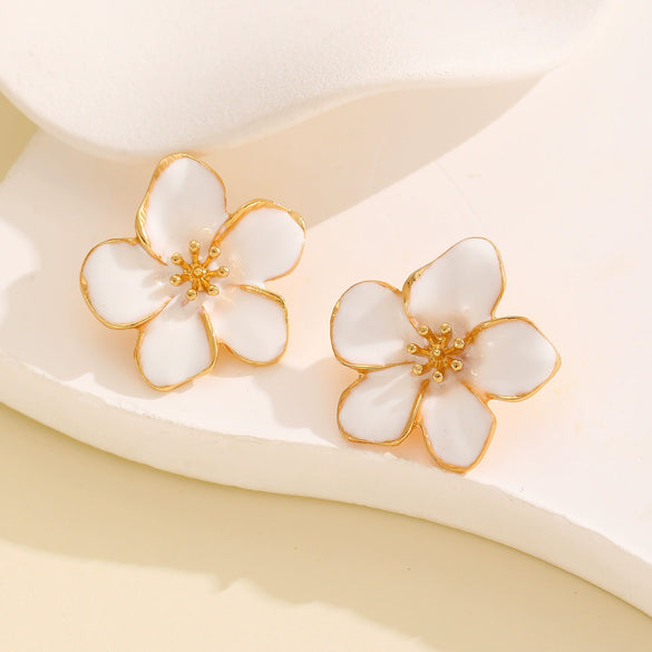 Wholesale Women's Zinc Alloy Oil Dripping Flower Earrings
