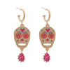 Wholesale Women's Zinc Alloy Skull Heart Geometric Print Dropshaped Pendant Earrings With Electroplating
