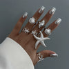 Wholesale Women's Zinc Alloy Star Geometric Metal Ring With Electroplating