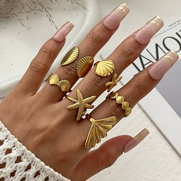 Wholesale Women's Zinc Alloy Star Geometric Metal Ring With Electroplating