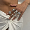 Wholesale Women's Zinc Alloy Star Geometric Metal Ring With Electroplating