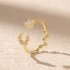 Wholesale Women's Zinc Alloy Star Open Finger Ring With Micropaved Zircon And Electroplating