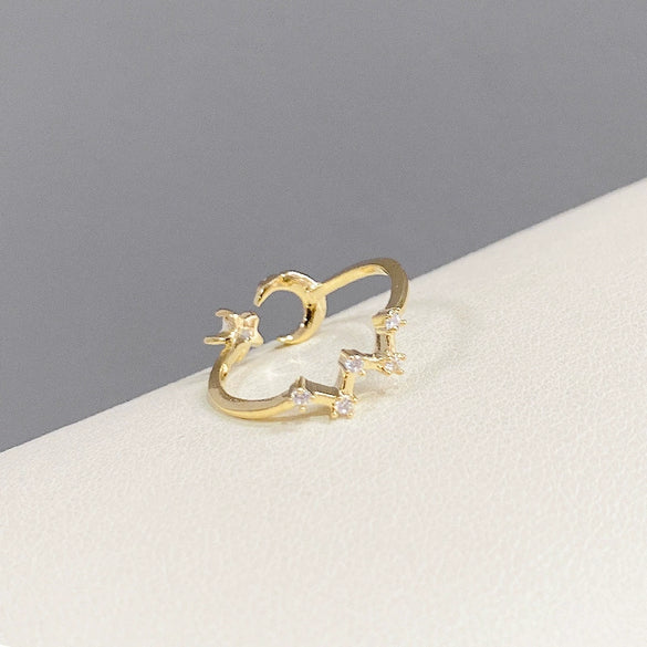 Wholesale Women's Zinc Alloy Star Open Finger Ring With Micropaved Zircon And Electroplating