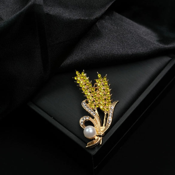 Wholesale Women's Zinc Alloy Wheat Spike Leaf Fashion Brooch With Electroplating
