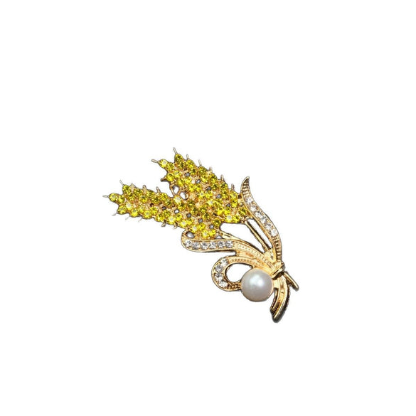 Wholesale Women's Zinc Alloy Wheat Spike Leaf Fashion Brooch With Electroplating