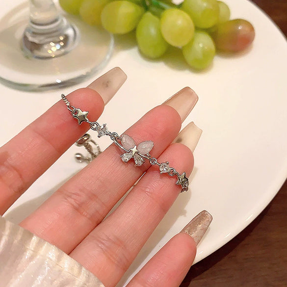 Wholesale Women's Zircon Butterfly Copper Bracelet With Electroplating Treatment Animal Insect Style