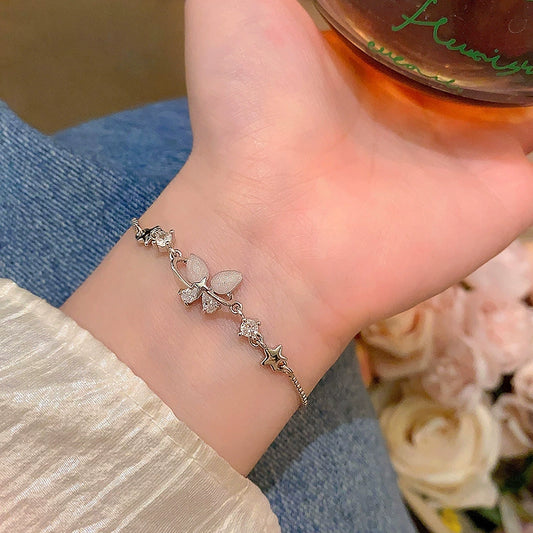 Wholesale Women's Zircon Butterfly Copper Bracelet With Electroplating Treatment Animal Insect Style