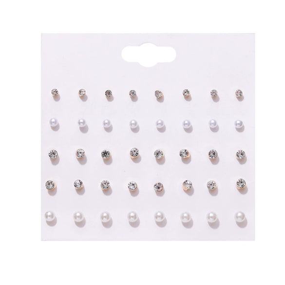 Wholesale Women's Zircon Earrings Set Zinc Alloy Geometric Style Diamond Design