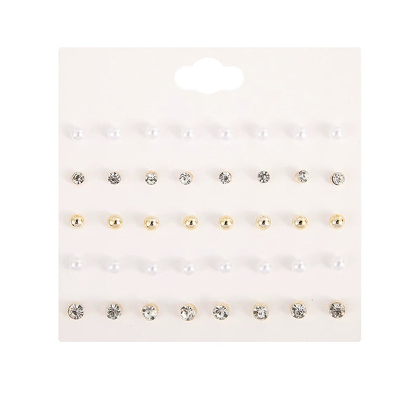 Wholesale Women's Zircon Earrings Set Zinc Alloy Geometric Style Diamond Design