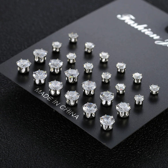 Wholesale Women's Zircon Earrings Set Zinc Alloy Geometric Style Diamond Design
