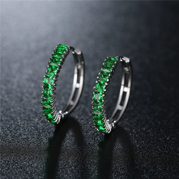 Wholesale Women's Zircon Earrings With Large Circle Shape And Single Row Crystal Featuring Flower Pattern And Electroplating Treatment