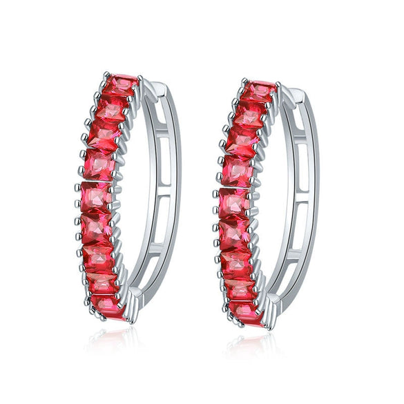Wholesale Women's Zircon Earrings With Large Circle Shape And Single Row Crystal Featuring Flower Pattern And Electroplating Treatment