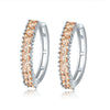 Wholesale Women's Zircon Earrings With Large Circle Shape And Single Row Crystal Featuring Flower Pattern And Electroplating Treatment