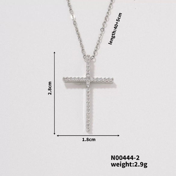 Wholesale Women's Zircon Multicolor Cross Twisted Chain Necklace Fashion Geometric Style