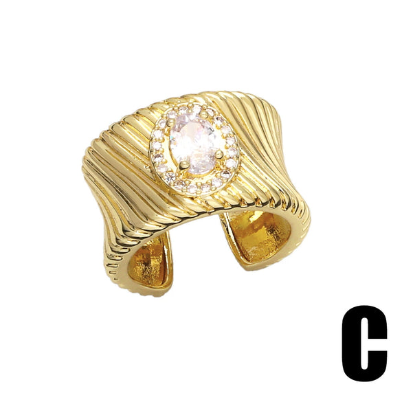 Wholesale Women's Zircon Star Ring Copper Goldplated Geometric Open Ring