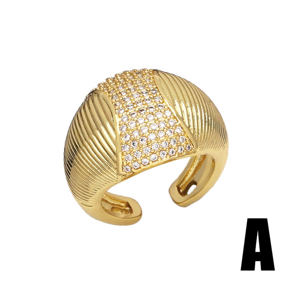Wholesale Women's Zircon Star Ring Copper Goldplated Geometric Open Ring