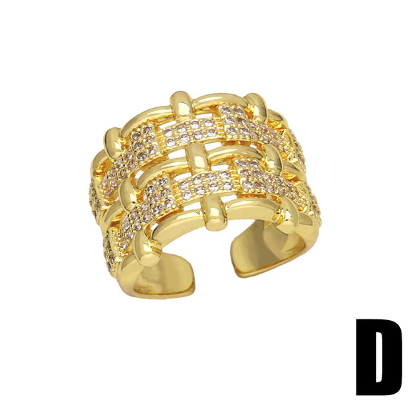 Wholesale Women's Zircon Star Ring Copper Goldplated Geometric Open Ring